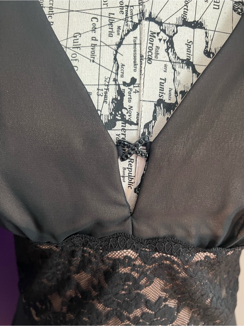 connected apparel Beige Lined Black Lace Waist Dress - Picture 2 of 9